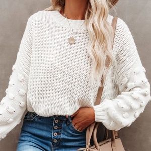 Vici Full of Cheer Cropped Knit Sweater - Ivory